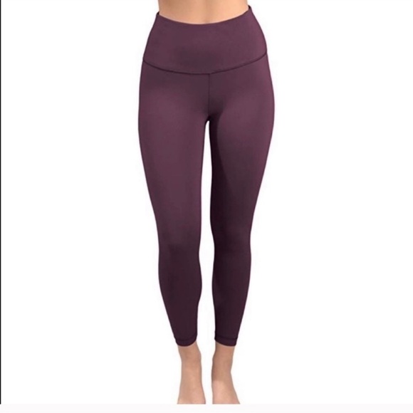 🔥 Yogalicious Lux NWT Dark Cherry Full Length Leggings 1X Pockets - Picture 1 of 12